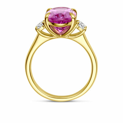 ring trilogie lab grown roze saffier en diamant 0.35ct h si
