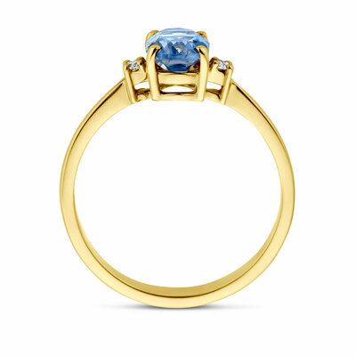 ring trilogie london blue topaas en diamant 0.04ct h si