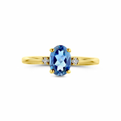 ring trilogie london blue topaas en diamant 0.04ct h si