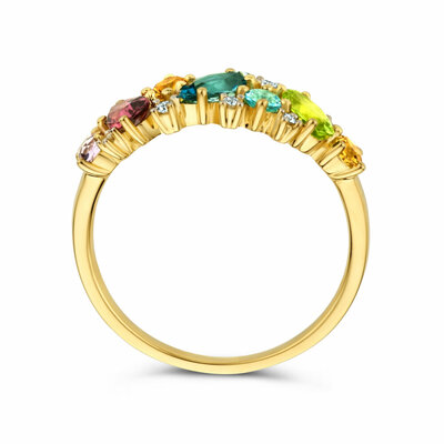 ring natuurlijke kleurstenen en diamant 0.04ct h si