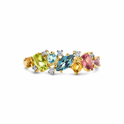 ring natuurlijke kleurstenen en diamant 0.04ct h si