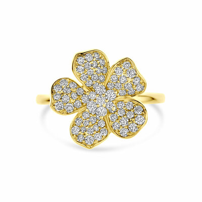 ring bloem diamant 0.75ct h si