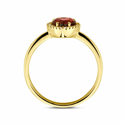 ring hartje roze rhodoliet en diamant 0.06ct h si