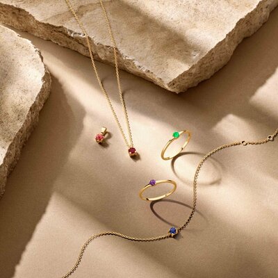 Collier met geboortesteen 40 - 42 - 44 cm