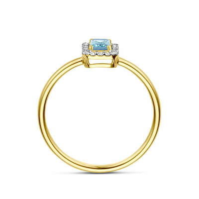 ring aquamarijn en diamant 0.08ct h si