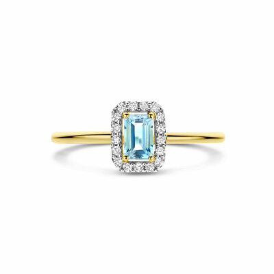 ring aquamarijn en diamant 0.08ct h si