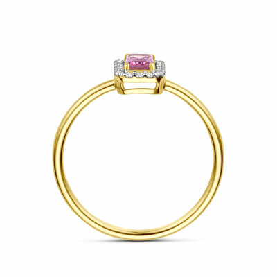 ring roze toermalijn en diamant 0.08ct h si