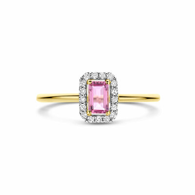 ring roze toermalijn en diamant 0.08ct h si