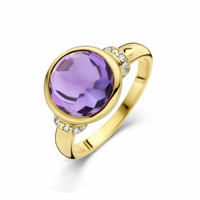 ring amethist en diamant 0.08ct h si