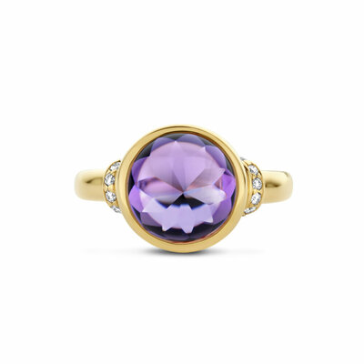 ring amethist en diamant 0.08ct h si