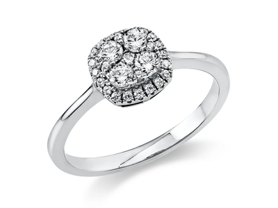 Witgouden aanzoeksring met briljant 0.42 ct 