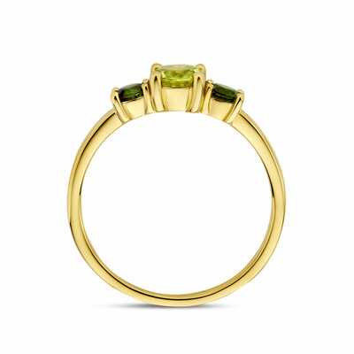 ring peridot en groen toermalijn