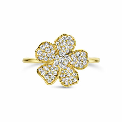 ring bloem diamant 0.50ct h si