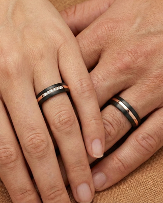 Bicolor Trouwring Goud met Zirkonium
