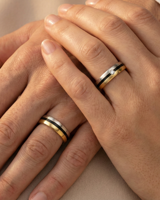Bicolor Trouwring Goud met Zirkonium en Briljanten