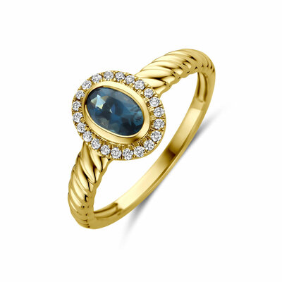 ring london blue topaas en lab grown diamant 0.10ct f vs