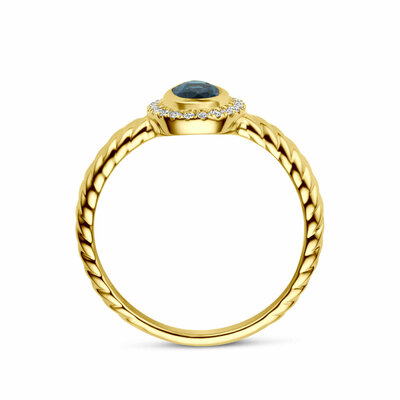 ring london blue topaas en lab grown diamant 0.10ct f vs