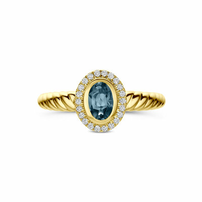 ring london blue topaas en lab grown diamant 0.10ct f vs