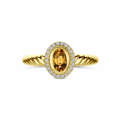 ring citrien en lab grown diamant 0.10ct f vs