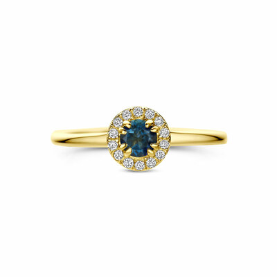 ring london blue topaas en lab grown diamant 0.08ct f vs