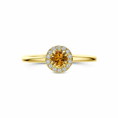 ring citrien en lab grown diamant 0.08ct f vs