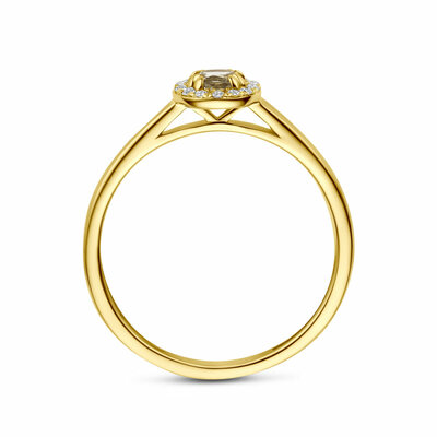 ring groen amethist en lab grown diamant 0.08ct f vs