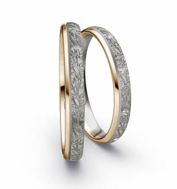 Trouwringen Palladium 500/ Champagnegoud