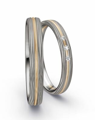 Trouwringen Palladium 500/ Champagnegoud