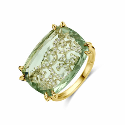 ring groen amethist en diamant 0.79ct h si