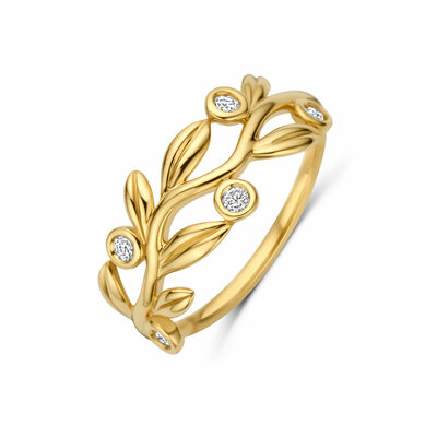 ring bladeren lab grown diamant 0.09ct f vs