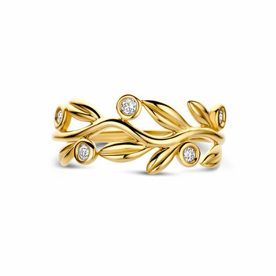 ring bladeren lab grown diamant 0.09ct f vs