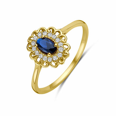 ring blauw en wit zirkonia