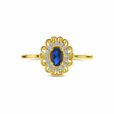 ring blauw en wit zirkonia