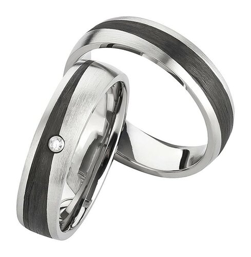 Trouwringen Titanium met carbon