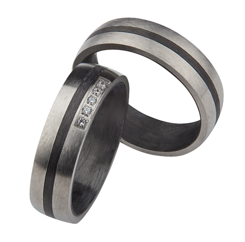 Trouwringen Titanium met carbon