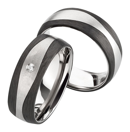 Trouwringen Titanium met carbon