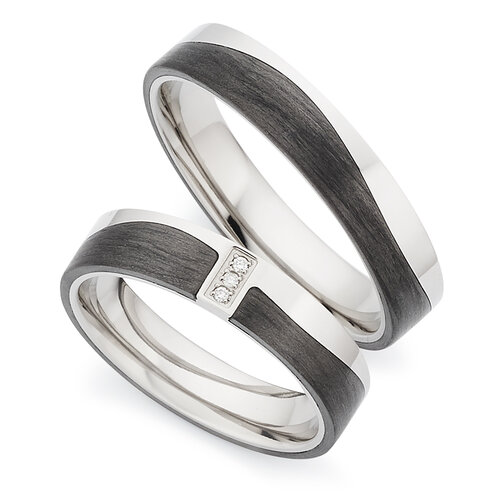 Trouwringen Titanium met carbon
