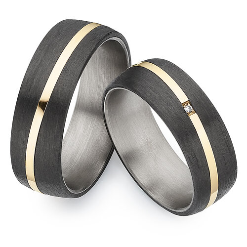 Titanium/Carbon Trouwringen